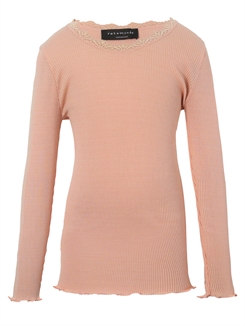 Rosemunde Silk t-shirt regular w/ lace - Peachy Rose